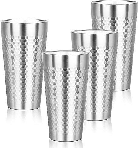 Offiper Metallbecher, isoliert, doppelwandig, unzerbrechlich, stapelbar, Premium-isolierte Edelstahlbecher, Trinkgläser für Zuhause, Reisen, Camping, Outdoor, 540 ml, 4 Stück