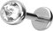 PIERCINGLINE Titan Labret mit Push Fit KRISTALL Piercing Ohr Conch Tragus Lippe Nase Medusa Silberfarben 1,2x8x4 mm