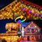 GlobaLink 10m Lichterkette außen, 400LED Eisregen Lichterkette außen warmweiß/bunt, LED Lichtervorhang IP44 wasserdicht 8 Modi mit Timer anschließbar für Pavillon Balkon Weihnachten Hochzeit