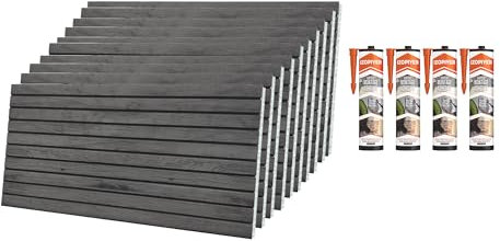 IZODEKOR Wall Cladding Wood Styrofoam 3D Wall Panels - Acoustic Panels Wood Look Wall Decoration for Kitchen, Bathroom, Balcony, Bedroom and Living Room | Cloudy Wood | 10 Pack + 4 x Adhesive Sealant