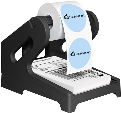Guermok Thermo-Versandetikettenhalter für Rollen und Fächerfalz, zerbrechliche Aufkleber für den Versand, Etikettenständer, Druckerhalter, Heimbüro-Zubehör, Aufkleberspender für holografische