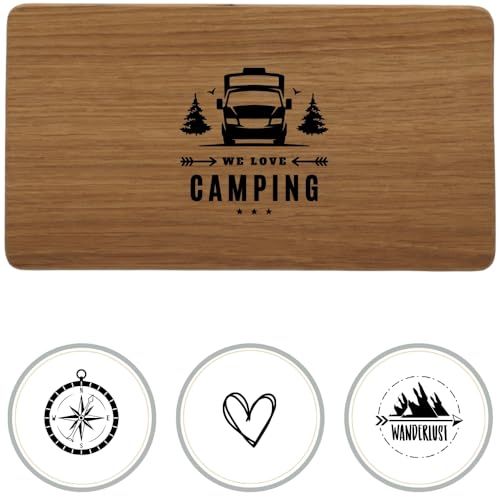 HOFMEISTER® Frühstücksbrett Gravur Name Motiv - hochwertiges Vesperbrettchen, Brotzeitbrett, Geschenkidee personalisiert für Wanderer, Camper - Jausenbrett für den Rucksack, 22 cm