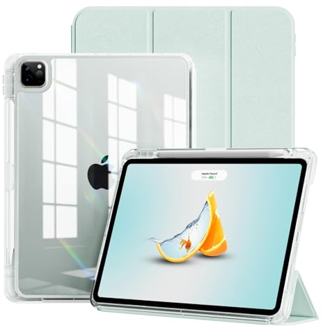 JKSML Nueva funda para iPad Pro de 11 pulgadas (4, 3, 2, 1ª generación) 2022/2021/2020/2018 con soporte para bolígrafo, cubierta extraíble 2 en 1 con cajón deslizante, parte trasera transparente,
