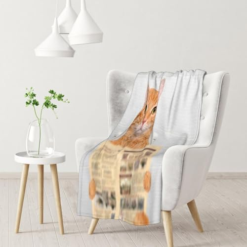 ASEELO 102 x 76 cm Decke Lesen Zeitung Kätzchen Fleece Decke Sofa Überwurf für Bett und Couch Reisen
