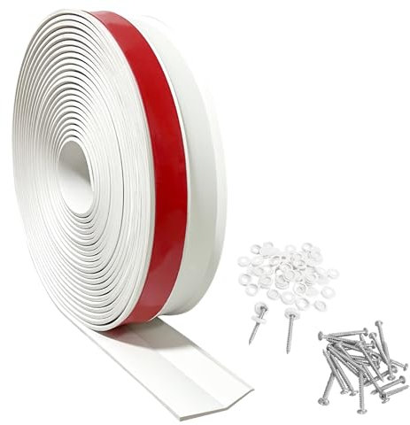 BEEBAON 32 FT Garage Door Top and Sides Seal, White Rubber Garage Door Sealing Strip, Universal Weather Stripping Replacement, Garage Door Seals with Screws and Screws Caps