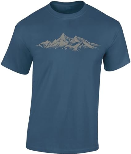 Baddery Wander Tshirt Herren : Alpengipfel - Kletter T-Shirt Männer - Geschenk für Wanderfreunde - Bergsteiger Ausrüstung (Denim Blue 5XL)
