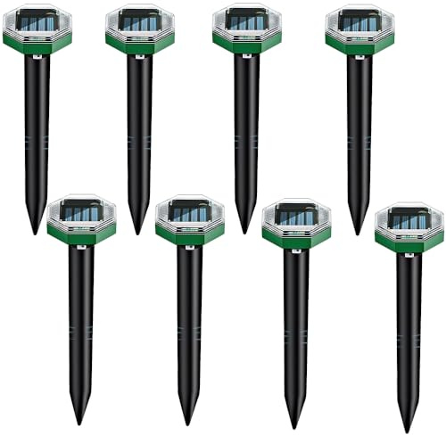 Dhqkqg Repelente Solar de Topos, Repelente Solar de Topos, Paquete de 8, ahuyentador de Topos Solar para la expulsión de Topos, Ardillas de Tierra y Ratones de Campo de Jardines y Zonas Verdes