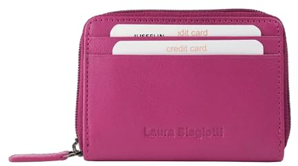 Laura Biagiotti, Portefeuille Femme en Cuir Véritable, Petit Format avec Intérieur Multicolore et Boîte Cadeau