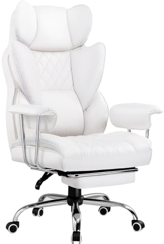 GTPLAYER Silla Gaming Silla Gamer Ergonómicas Reclinables con Reposapiés Silla Ordenador Altura Regulable Silla Oficina para Trabajar (Blanco)
