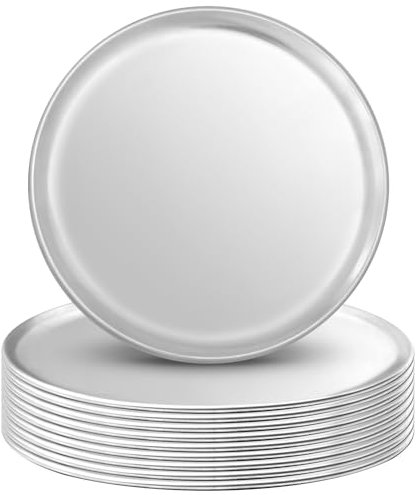 Tomeurperf Confezione da 10 teglie per pizza rotonde in alluminio, per forno, 30,5 cm, per torte, biscotti, pizza, torte, cucina, cottura a casa, ristorante
