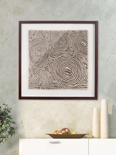GILDE Deko großes Bild XL Wandbild Wohnzimmer groß mit Rahmen - quadratisches Dekobild mit Rahmen - Glas MDF Textil - Braun Natur 53 x 53 cm