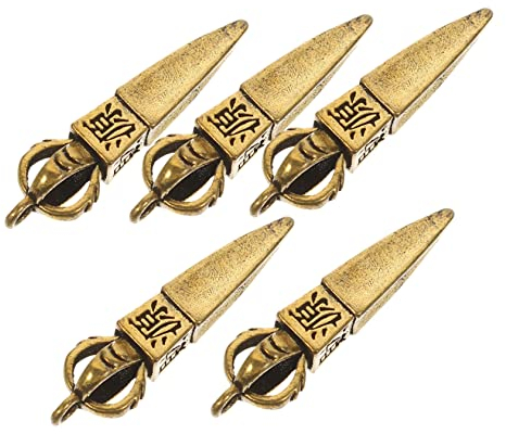 KONTONTY 5stücke Messing Vajra Handwerksanhänger Vajra Schlüsselanhänger Tibetischer Ornament Retro Anhänger Dekorativ
