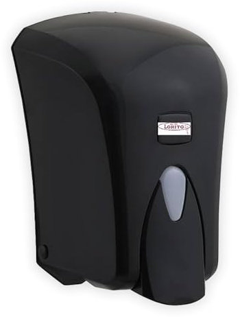 Lorito Seifenspender Wandbefestigung 1 L Schwarz - Hygienespender für WC-Seife speziell für Flüssigseife, Einfache Wandmontage & schnelles Nachfüllsystem