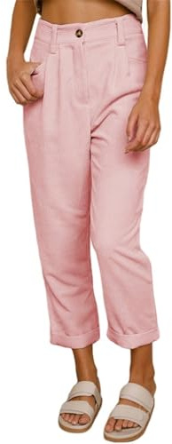 Cordhose für Damen, hohe Taille, konisch, zum Überziehen, Herbsthose für Damen 2024