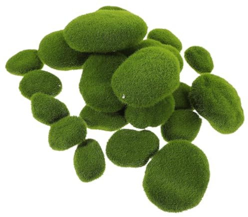 VILLCASE 60 STK Moosiges Steindekor Falscher Moosstein Künstliches Pflanzendekor Künstliche Moosfelsen Grüne Moossteine Grünes Moos Künstliche Steinverzierung Runde Mooskugeln Plastik Green