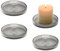 YoHyien 4 Pièces Porte Bougie Pilier en Verre 9 cm, Support Bougie, Coupelle Bougie Decoration, Bougeoir Decoratif pour Noël, Famille Fête, Mariage Decoration et Dîner (Gris)