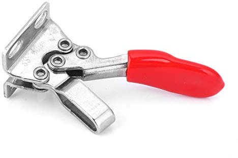 Quick Clamp, 304 Stainless Steel Horizontal Toggle Clamp with 280KG Holding Capacity for Woodworking Fixture, Rubber Bar, 4,Hole Base, Comfortable