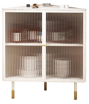 GLMGBP Retro-Eckvitrine, Glasvitrine mit 2-stufigen Regalen, Glashaltern und Weinlagerung, Geschirrschränke für das Esszimmer, Trophäenschrank für das Wohnzimmer.