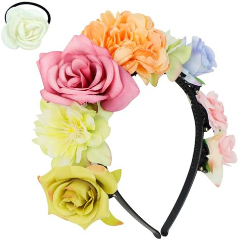 Serre Tête Fleur Bandeau De Fleurs, Guirlande De Fleurs Pour Fille, Coiffe De Fleurs De Mariage Pour Fille, Livré Avec Un Bandeau De Fleurs Pour Mariage, Anniversaire Et Fête.