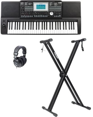 Fame G-3000 Keyboard Set, 737 Sounds, 240 Styles, 128 Polyphonie, Digital Tastatur, Pitchbend, Display, USB MIDI, Kopfhöreranschluss, LINE IN/OUT, Effektprozessor, 61 Tasten, 9kg