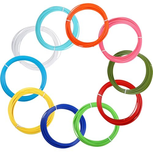 Wenrescry 3D Stift Filament PLA 1,75 mm Nachfüllpack – 10 Farben, je 5 Meter, Kompatibel mit 3D Stift und Drucker, 3D Pen Zubehör