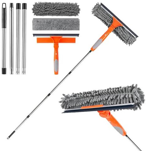 Window Cleaning Equipment - 175 cm Telescopic Window Cleaner Kit for Home, Car Windshield, Shower Door, 2-in-1 Window Cleaner Tool with Squeegee Window Cleaner & Extendable Pole
