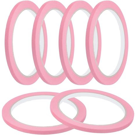 sourcing map Lot de 6 rouleaux de ruban de masquage rose de 0,5 cm x 20,9 m pour bricolage, artisanat, dessin, décoration, étiquetage, peinture de voiture, artistes, enseignants