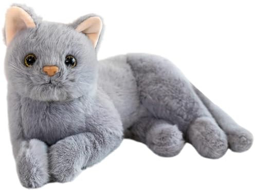 GVMJHYK Realistische Katze, Plüschtiere, Katze, Puppe, Simulation in Puppe, Katzen, Plüschtiere, Spielzeug in Form von Spielzeug, Tierpuppen, Tischdekoration, Kinder – Grau