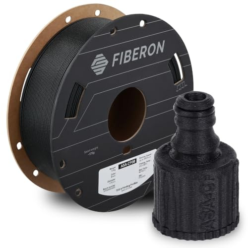 Polymaker Fiberon ASA-CF08 3D-Druckfilament aus schwarzer Kohlefaser, 1,75 mm, 0,5 kg, UV- und witterungsbeständig, hohe Steifigkeit, hitzebeständig, leicht zu drucken