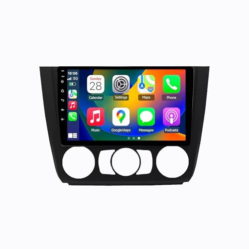9 Android 15 Pantalla Táctil Radio 2 DIN Coche Pantalla para BMW Serie 1 Serie E88 E82 E81 E87 2004-2011 con Enlace Espejo/GPS/FM/BT/Ventilador de refrigeración/Reproductor Multimedia(2+32G)