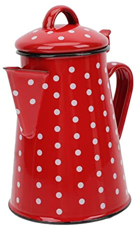 HOMOBABE Tetera Esmaltada Multifuncional 1.5L Hervidor de Agua Doméstico Mango Antiburn Diseño Vintage para Camping y Oficina