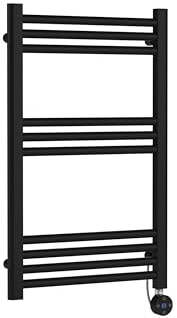 Balterley Electric Radiators Wall Mounted, Vertical Radiator Ladder with 10 Square Towel Rails, Chrome Radiators, Small Radiator for Bathroom, Kitchen - 500mm x 800, 250 Watt (Matt Black)