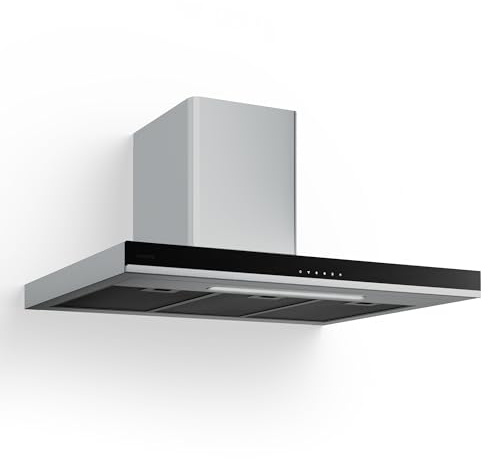 Klarstein Verosteel Extractor Hood 90cm - Touch Control, 881.6 m³/h Airflow, A++ Energy, LED Lighting, Quiet, Stainless Steel, 3+Boost Speeds, Dishwasher-Safe Filters, Recirculating/Ducted