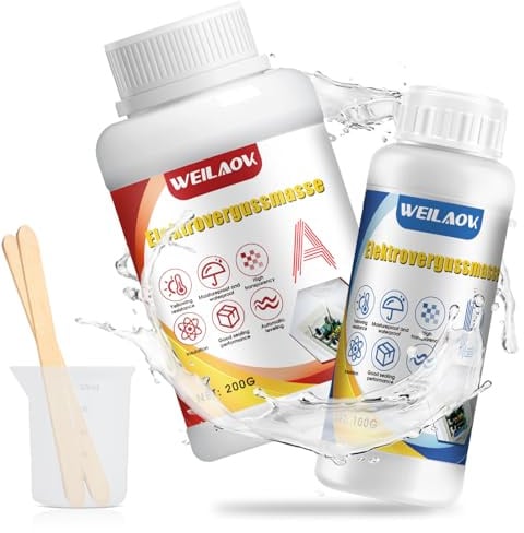 WEILAOK Elektrovergussmasse, Gießharz Elektro, 300g A+B Vergussmasse Elektronik, Two-Component Silicone Insulating Gel für Abzweigdosen, Platinen, Leiterplatten und Steuerplatinen