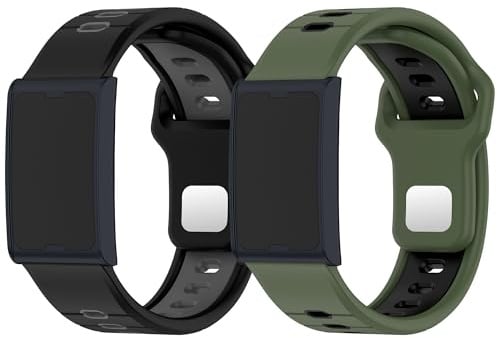Diruite 2-Stück Armband für Amazfit Helio Doppelfarbiges Kieselgel Ersatzarmband,Sports Wrist Strap,Kieselgel Integriertes Armbänder