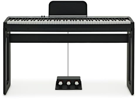 Keynote Compact Digital Upright Piano mit Bluetooth, schwarz | 88 Vollständig Gewichtete Hammermechanik-Tasten, Abnehmbarer Ständer, 30 DREAM-Presets, 3-Pedal-Einheit, Schwarz