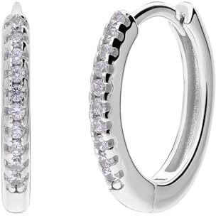 Lucardi - Damen Silberne Ohrringe mit Zirkonia 15 mm - Ohrringe - 925 Silber - Silberfarbig - Nickelfrei