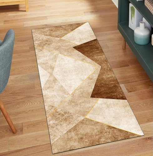 QQrunner Modern Teppich Läufer Flur rutschfest Waschbar 60x300CM Teppichläufer Küchenteppich Meterware Lang Orange Korridor Kücheläufer
