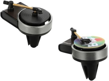 HORIALENCE 2 Stück Auto Aromatherapie Diffusoren Vinyl Schallplatte mit Lüftungsklipp Retro Duftspender für Auto Klima Lüftung Platzsparend für Büro und Zuhause