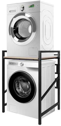 Teodute Meuble de Rangement Machine a Laver, Empilables Kit de Superposition Universel avec 3 Hauteurs Réglables, Capacité Charge 250KG Kit de Superposition Lave Linge Seche Linge