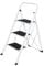 Harewood 3 Step Ladder - Foldable Metal Ladder With Rubber Anti Slip Tread Mats