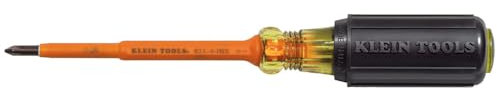 KLEIN TOOLS 6334INS Insulated Screwdriver, #1 Phillips Tip with 4-Inch Shank, Made in USA