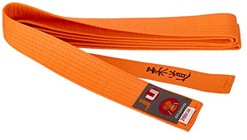Ju-Sports Budogürtel orange mit Bestickung Judo (Japanisches Kanji)