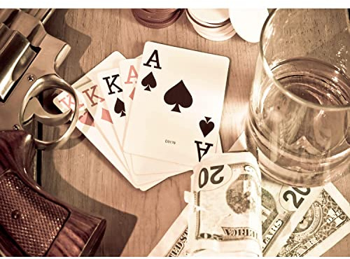 Runa Art Fototapete Poker Waffen 352 x 250 cm Vlies Tapeten XXL Moderne Wandtapete Wohnzimmer Schlafzimmer Sepia 9061011a