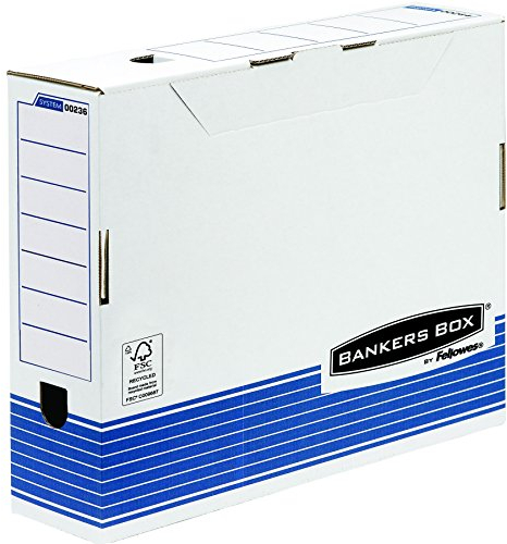 Bankers Box Archivschachtel A3 mit FastFold System, 100 mm, FSC, 10er-Packung, weiß/blau