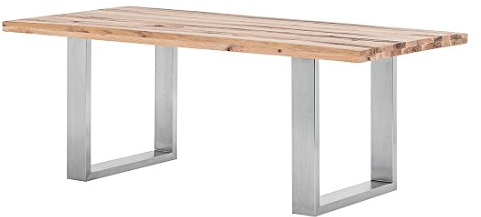 Robas Lund, Tisch, Esszimmertisch, Castello, Wildeiche/Massivholz/Edelstahl gebürstet, 220 x 100 x 76 cm, CAS220EW