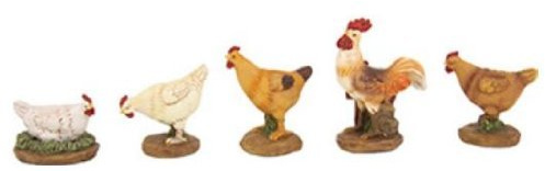 Hahn mit Hühnern, 5tlg. Set, Höhe ca. 3,2 cm