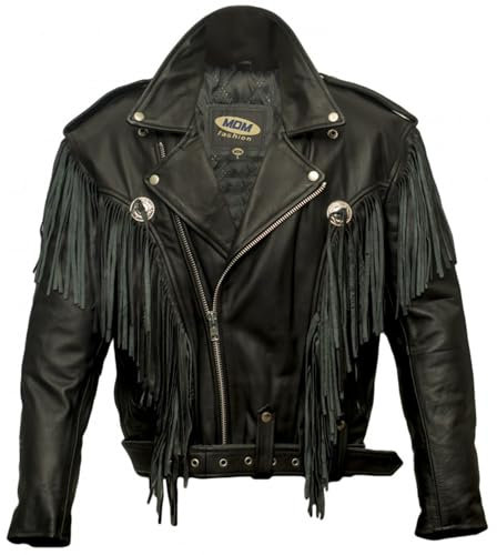 MDM Fransen Chopper Lederjacke in schwarz (XL)