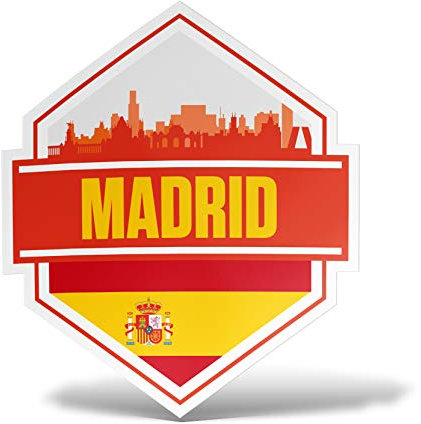 erreinge Aufkleber Madrid-Flaggen-Aufkleber Spanien-Schild geformtes PVC für Abziehbild Tapete Auto Moto Helm Camper Laptop - 12 cm