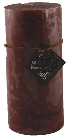 Organza-Shop Stumpenkerze marmoriert 68 x 148 mm in Burgunder - Duft reifer Wein